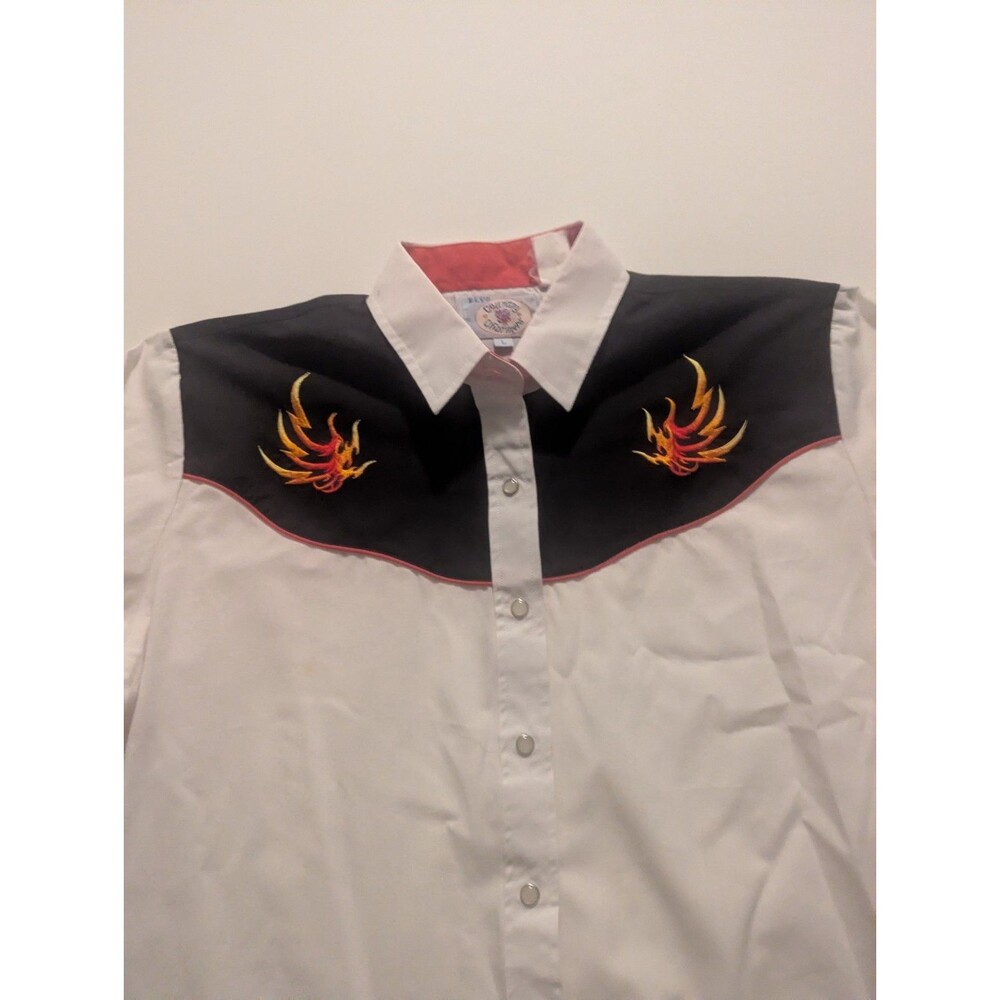 ELY COUNTRY CHARMERS  womens L BLAZE WHITE western shirt pearlized snaps EUC - Picture 5 of 6